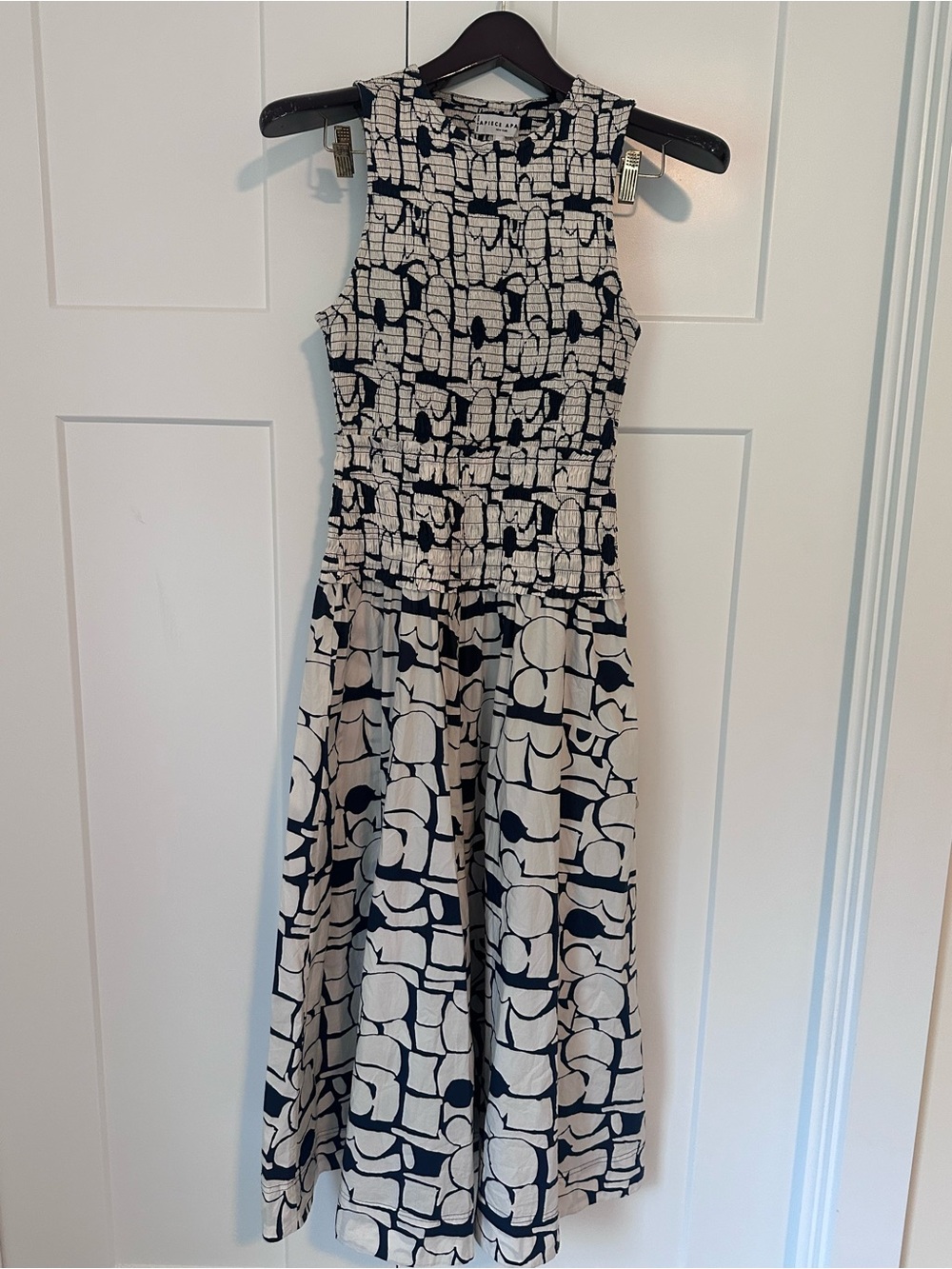 Apiece Apart Navy & Cream Patterned Maxi Dress